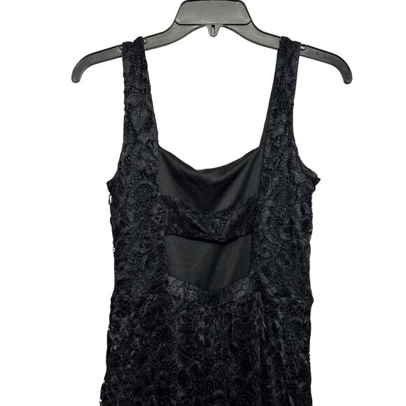 Sam Edelman Midi Dress Lace Design Cut Out Back Side Zip Closure Black W 2 NWOT - Picture 6 of 9